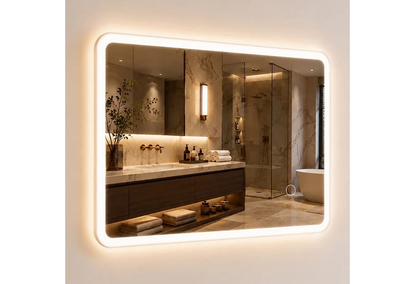 relaxdays LED-Badspiegel Dimmbar mit Touchsensor und 3 Lichtfarben - Bild 2
