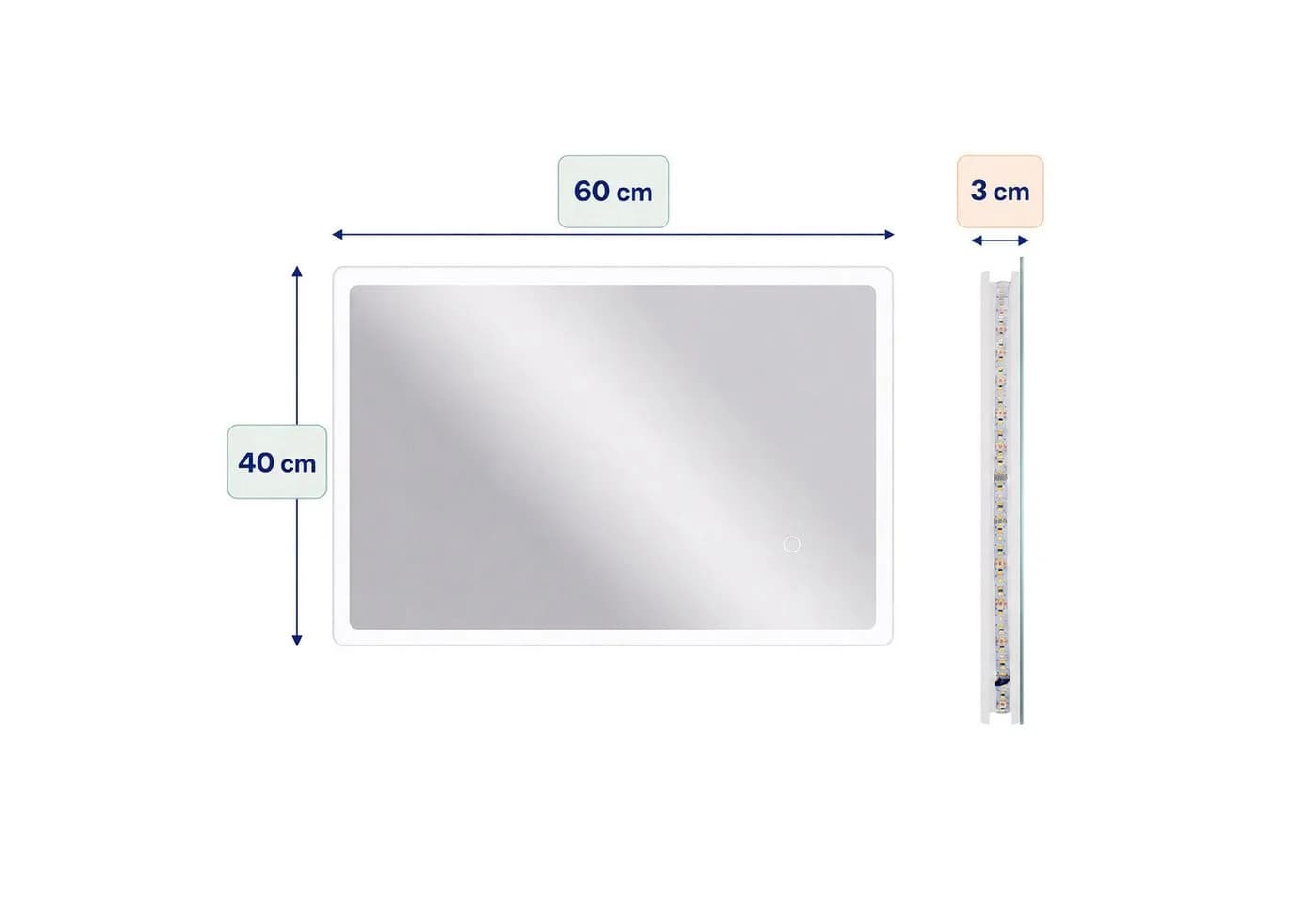 relaxdays LED-Badspiegel Dimmbar mit Touchsensor und 3 Lichtfarben - Bild 4