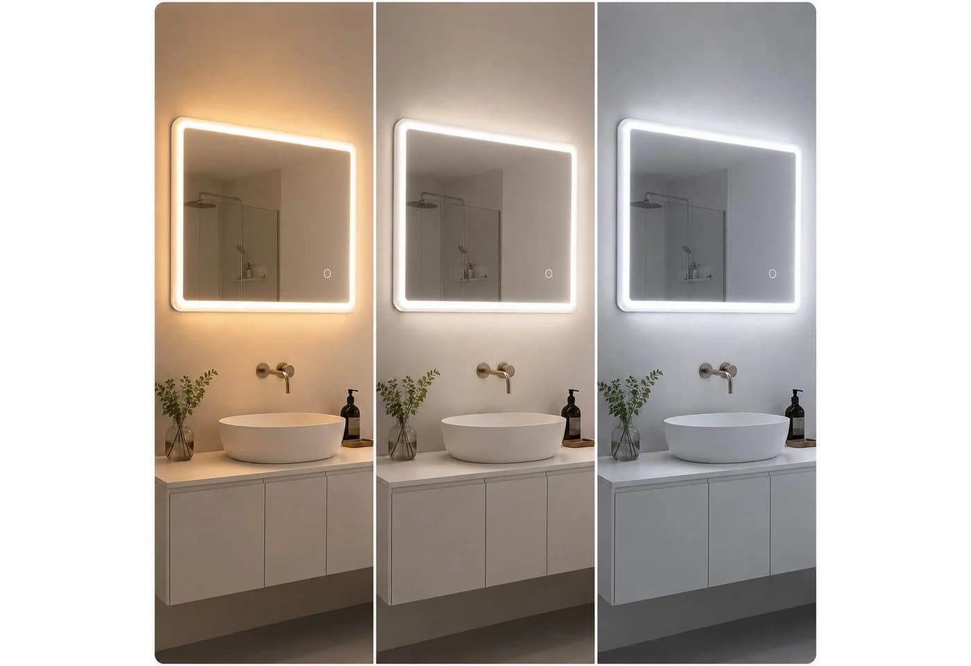 relaxdays LED-Badspiegel Dimmbar mit Touchsensor und 3 Lichtfarben - Bild 5