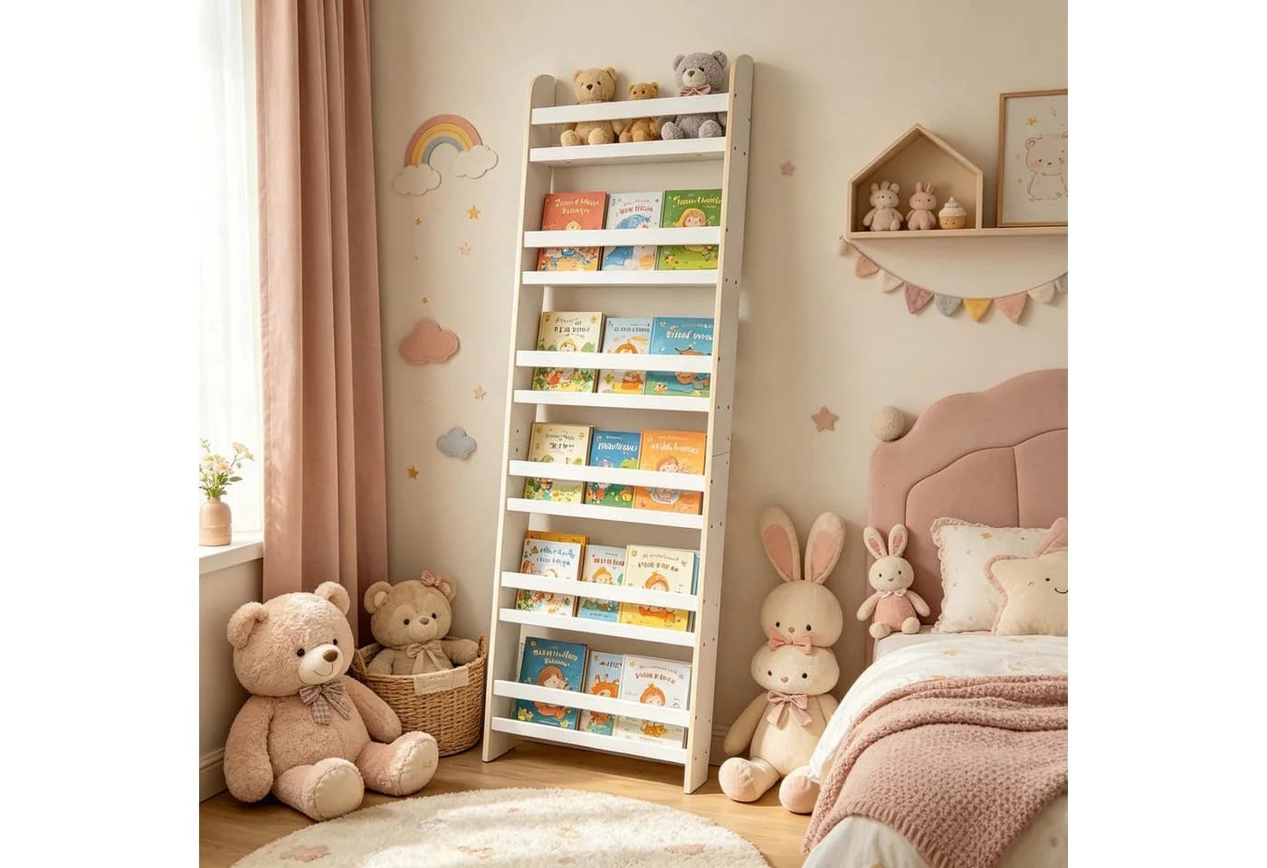 relaxdays Kinderregal Bücherregal 6 Fächer Weiß
