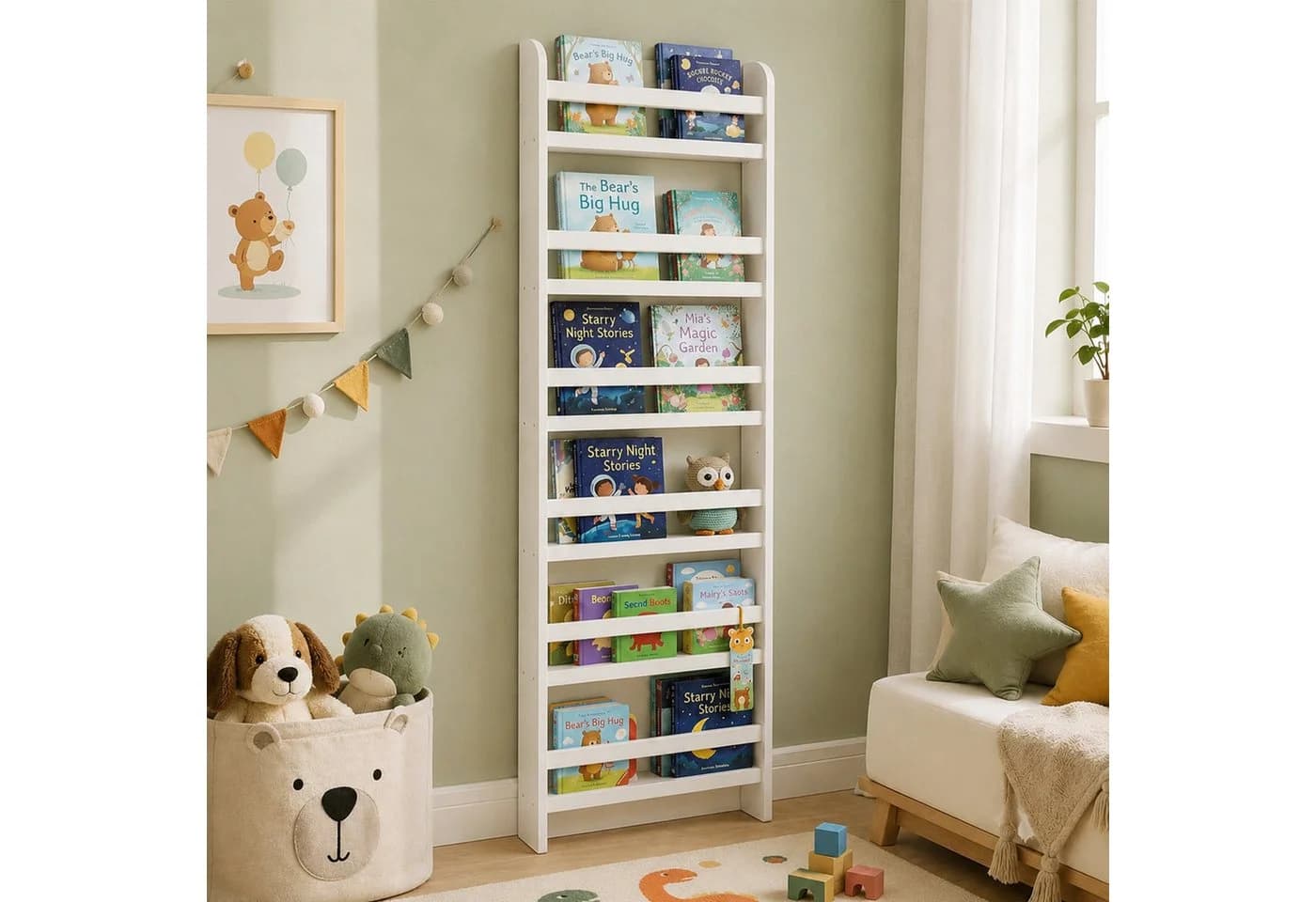 relaxdays Kinderregal Bücherregal 6 Fächer Weiß - Bild 5