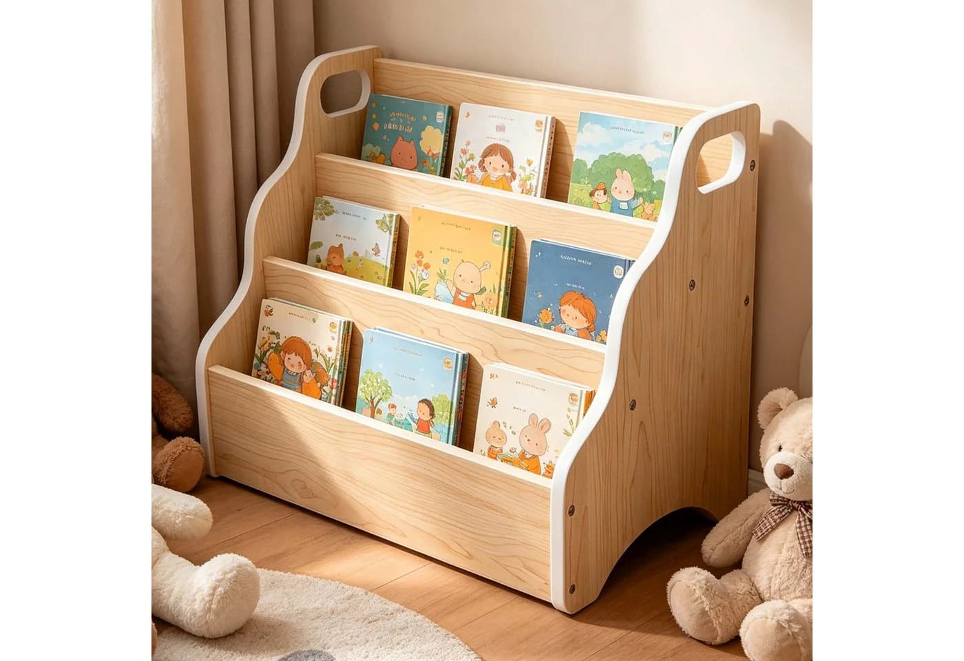 relaxdays Kinderregal Tragbares Bücherregal Tisch Braun - Bild 2