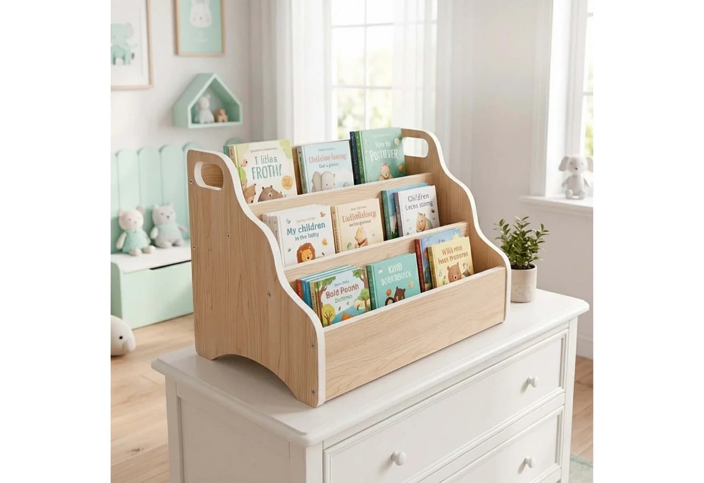 relaxdays Kinderregal Tragbares Bücherregal Tisch Braun - Bild 3