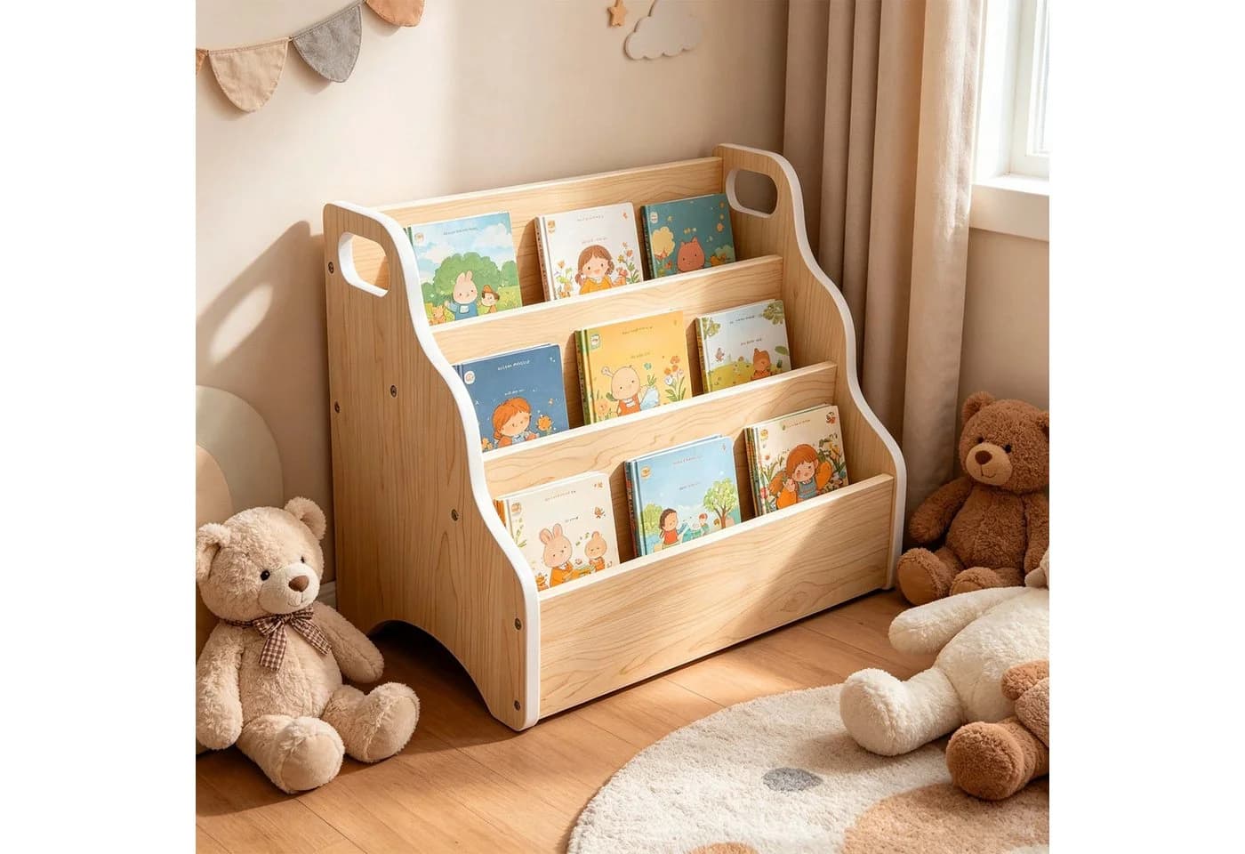 relaxdays Kinderregal Tragbares Bücherregal Tisch Braun - Bild 5