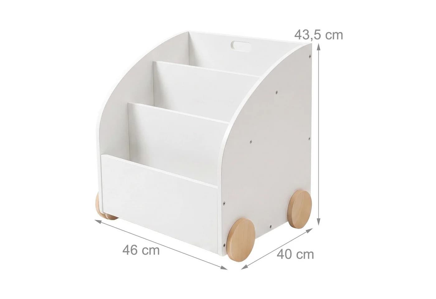 relaxdays Kinderregal Bücherregal 3 Fächer Weiß mit Rollen - Bild 4