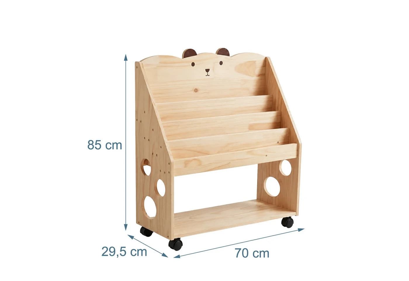 relaxdays Kinderregal mit Rollen und Kreidetafel Natur - Bild 4