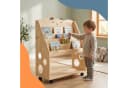 relaxdays Kinderregal mit Rollen und Kreidetafel Natur Bild 5