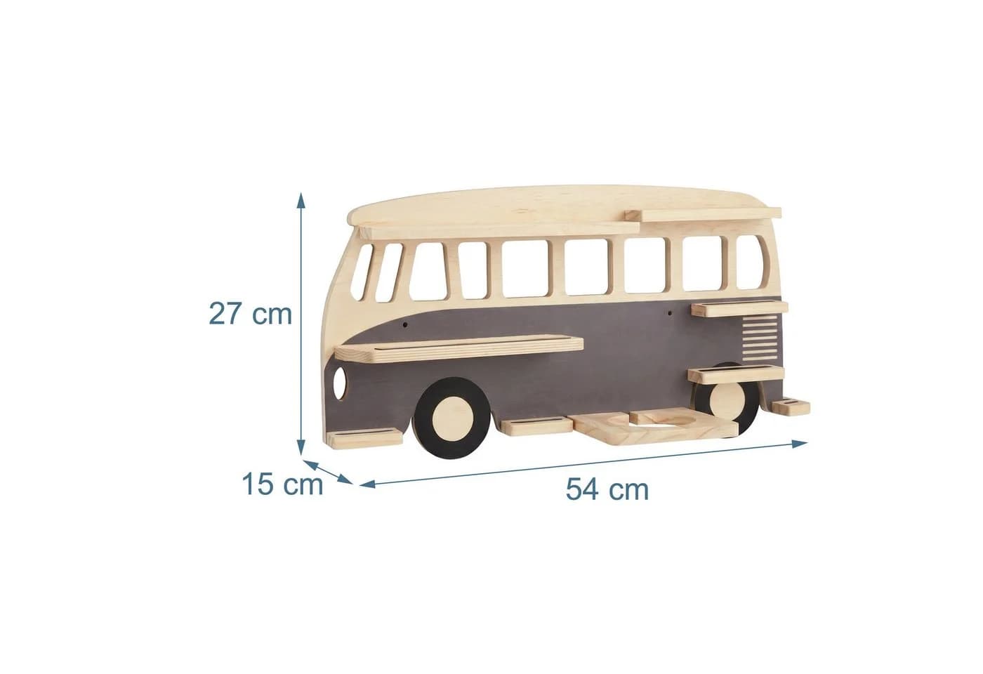 relaxdays Kinderregal Toniebox Regal Bus Grau/Natur - Bild 4