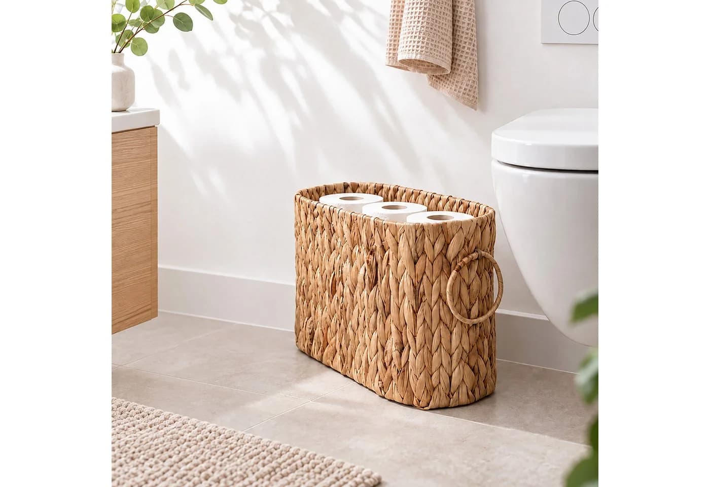 relaxdays Toiletten-Ersatzrollenhalter Braun Wasserhyazinthe