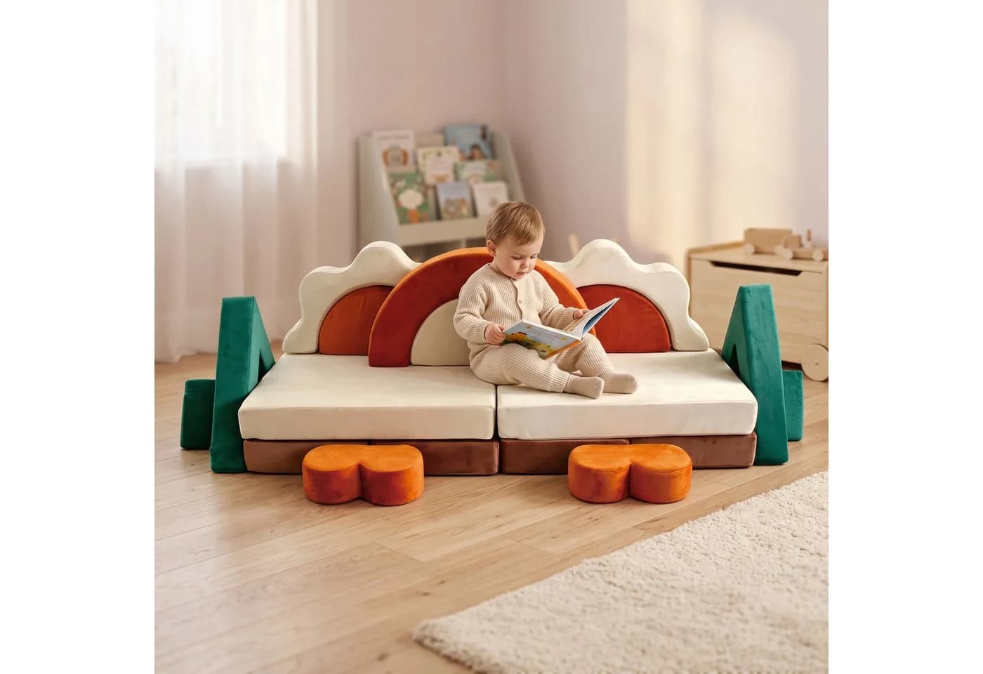 relaxdays Kindersofa 18-tlg. Bunt Modular Samt - Bild 3