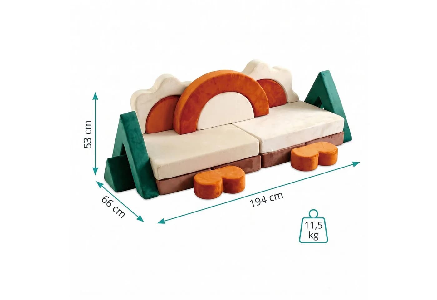 relaxdays Kindersofa 18-tlg. Bunt Modular Samt - Bild 4