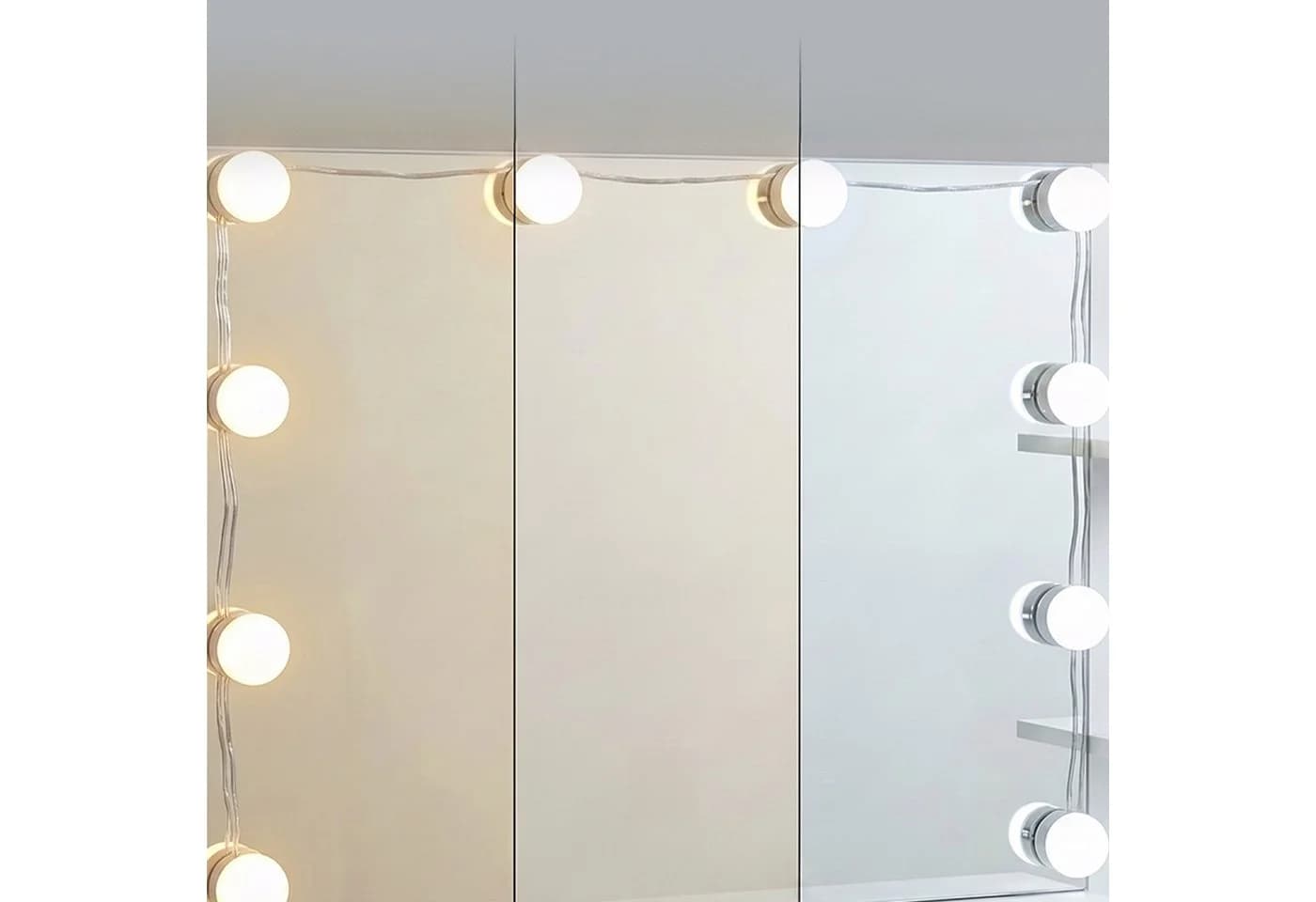 relaxdays Schminktisch mit LED-Beleuchtung und 9 Schubladen Weiß - Bild 3
