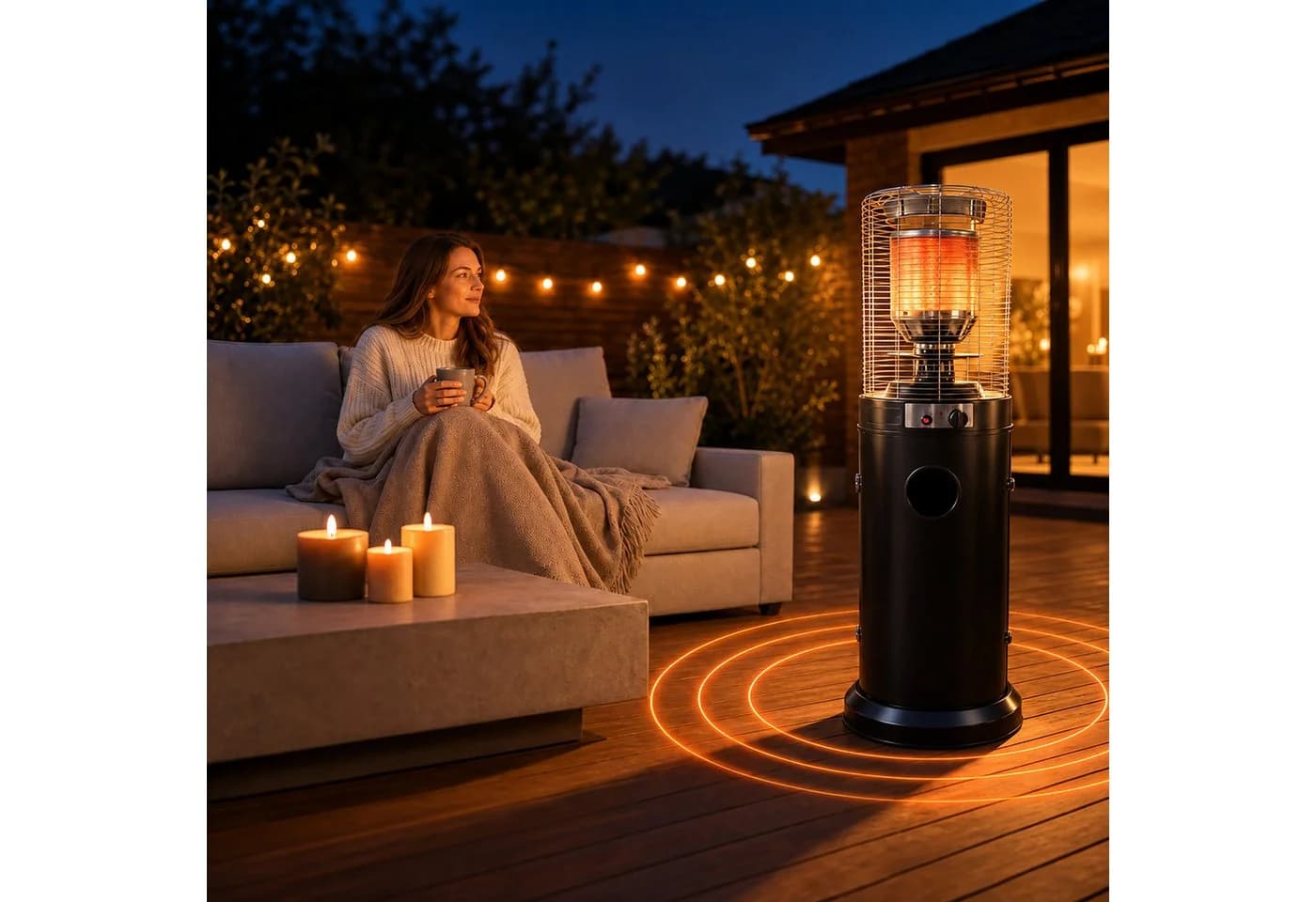relaxdays Gasheizstrahler Terrassenstrahler Schwarz mit Rollen