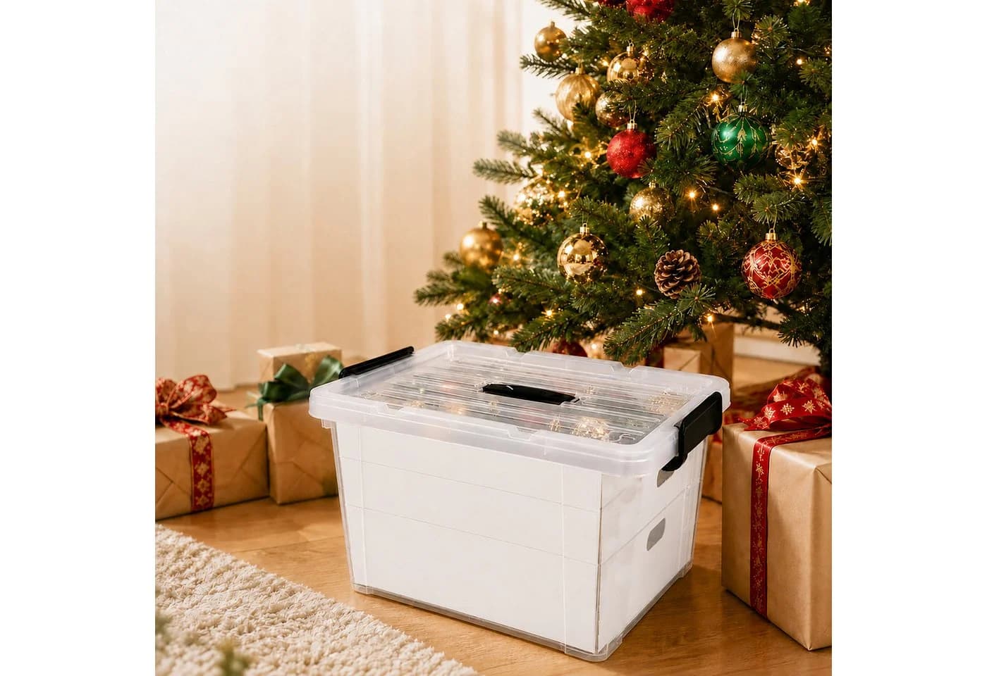 relaxdays Weihnachtskugel Aufbewahrungsbox Transparent Kunststoff