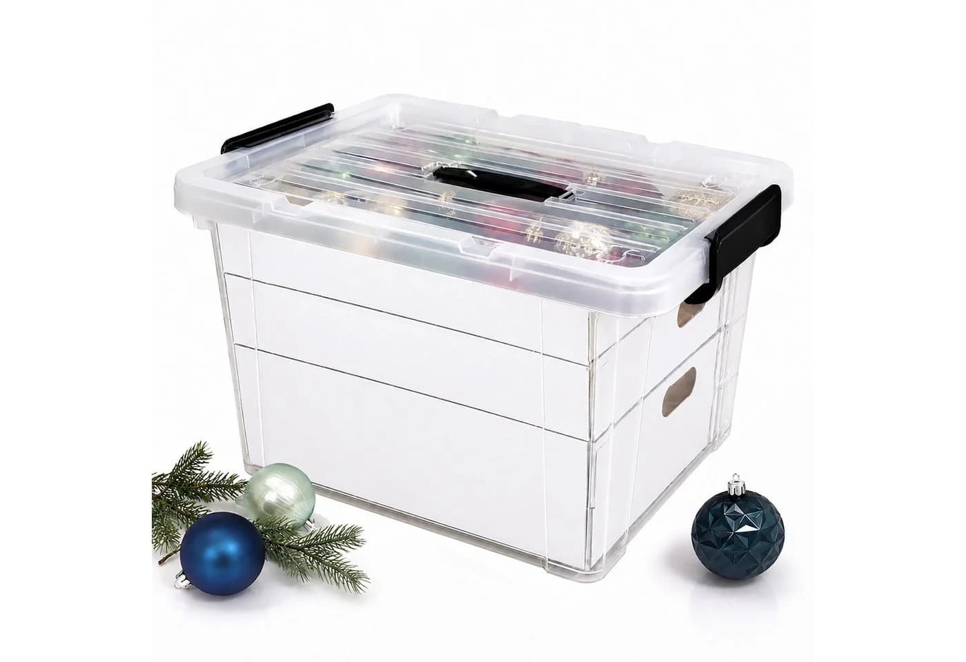 relaxdays Weihnachtskugel Aufbewahrungsbox Transparent Kunststoff - Bild 2