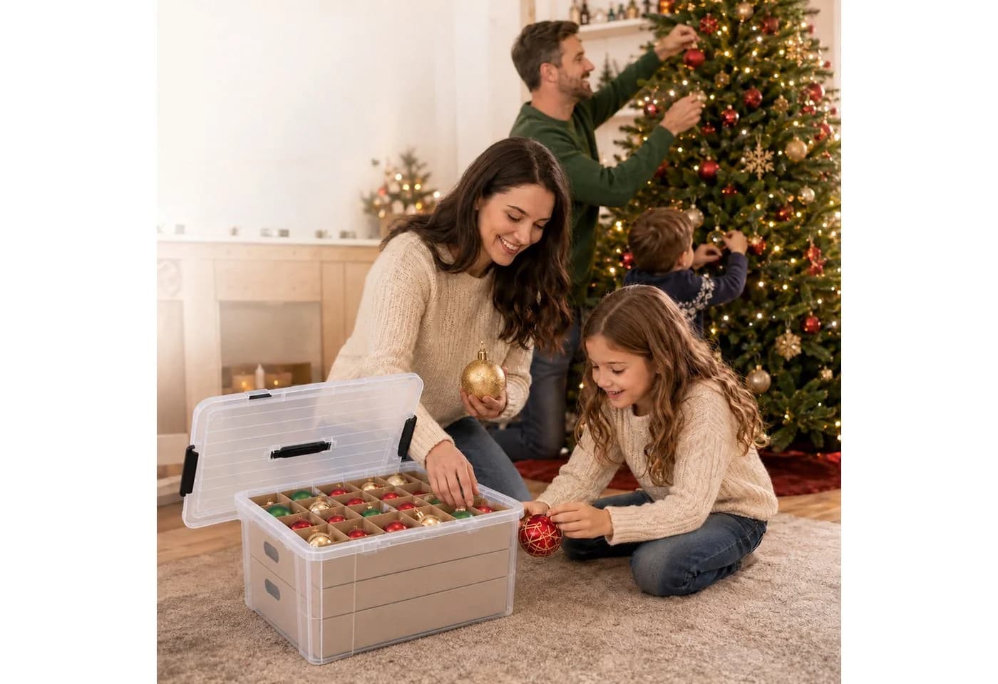 relaxdays Weihnachtskugel Aufbewahrungsbox Transparent Kunststoff - Bild 3