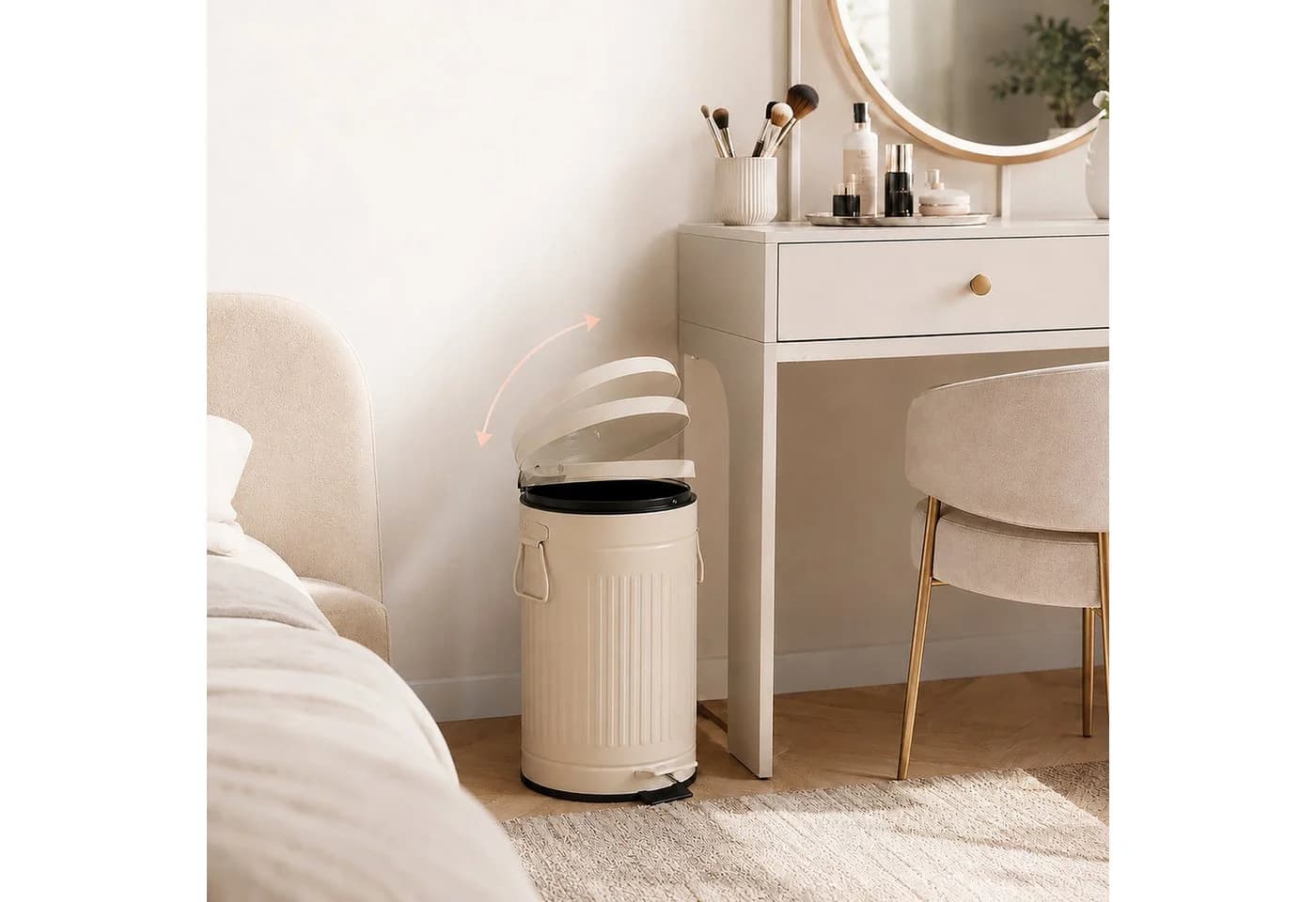 relaxdays Mülleimer Retro 12 Liter Beige mit Trittpedal