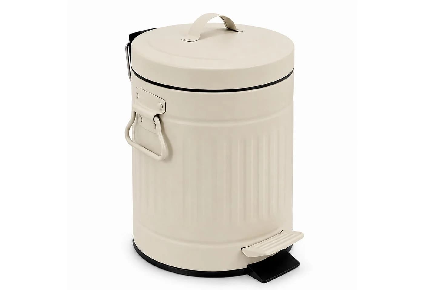 relaxdays Kosmetikeimer Retro 3 Liter Beige mit Trittpedal - Bild 2