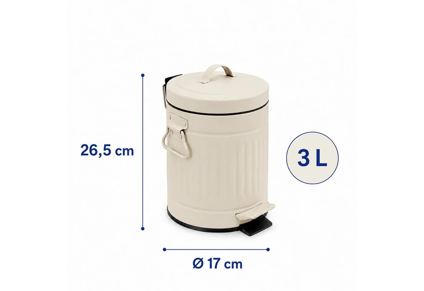 relaxdays Kosmetikeimer Retro 3 Liter Beige mit Trittpedal - Bild 4