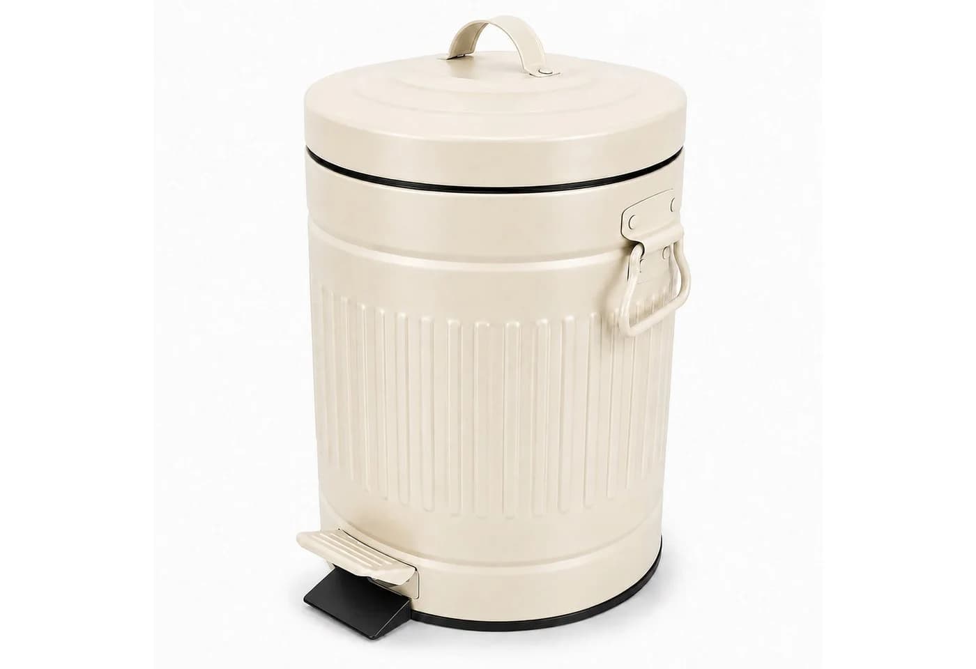 relaxdays Kosmetikeimer Retro 5 Liter Beige mit Trittpedal - Bild 2