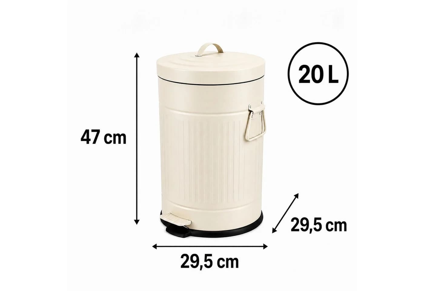 relaxdays Mülleimer Retro 20 Liter Beige mit Trittpedal - Bild 4