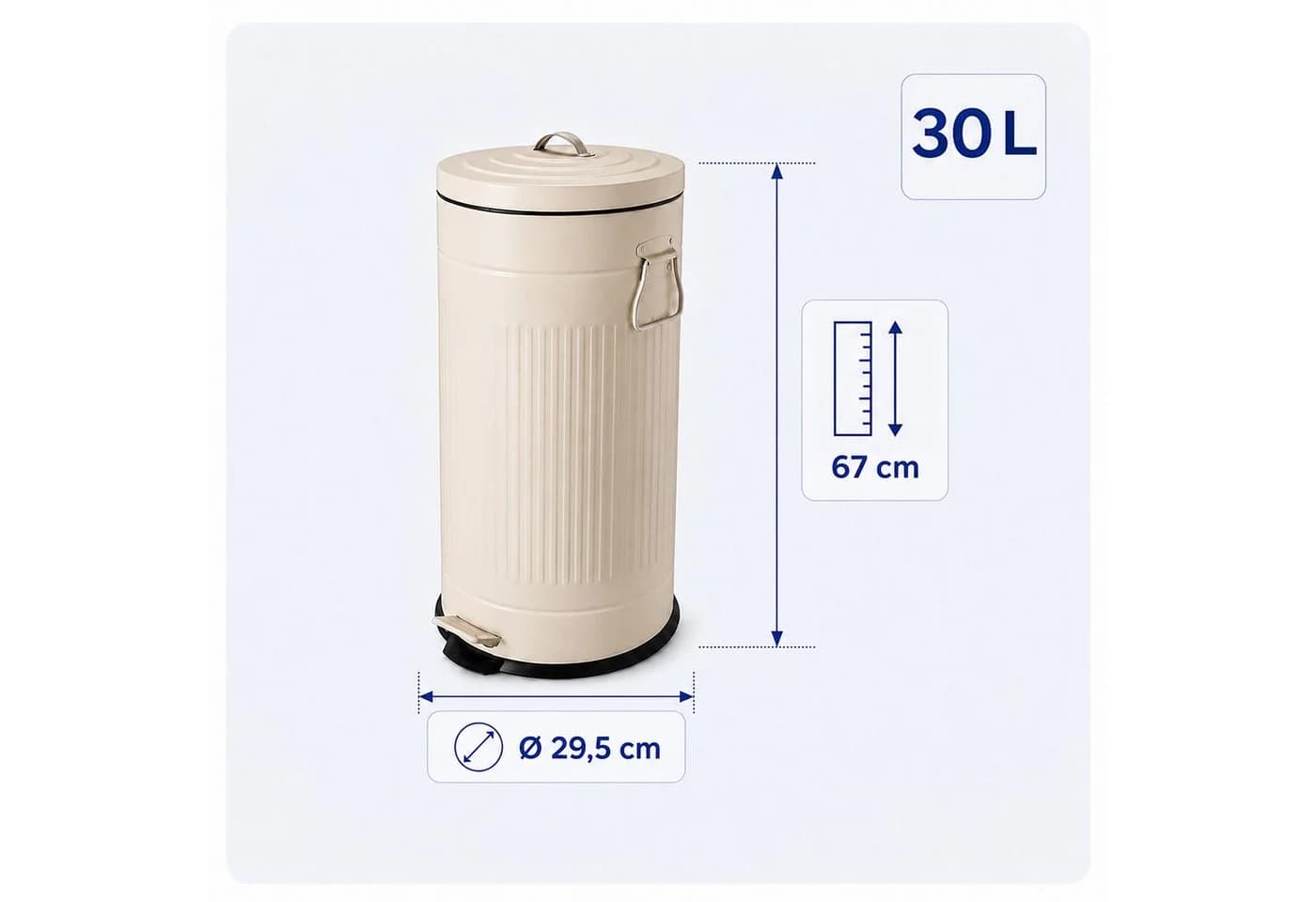 relaxdays Mülleimer Retro 30 Liter Beige mit Trittpedal - Bild 4