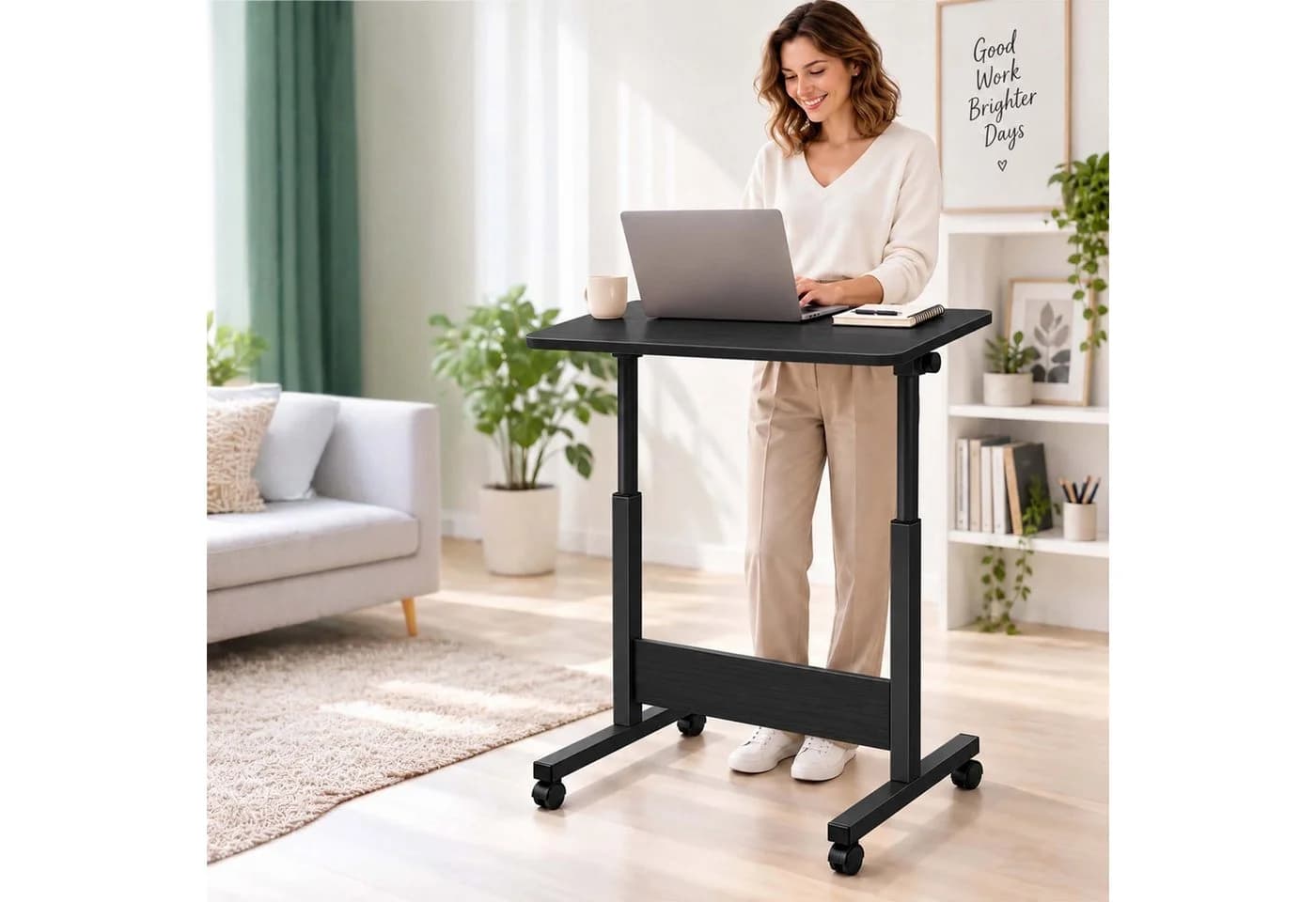 relaxdays Laptoptisch höhenverstellbar mit Rollen, schwarz - Bild 5