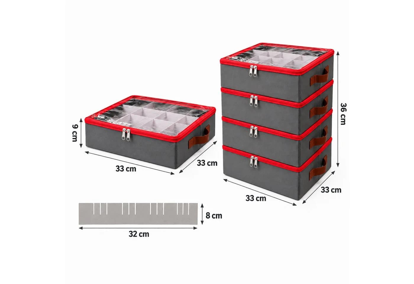 relaxdays Aufbewahrungsbox Weihnachtskugel 4er Set Grau - Bild 4