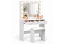 relaxdays Schminktisch mit Hocker & LED-Beleuchtung Weiß Bild 2