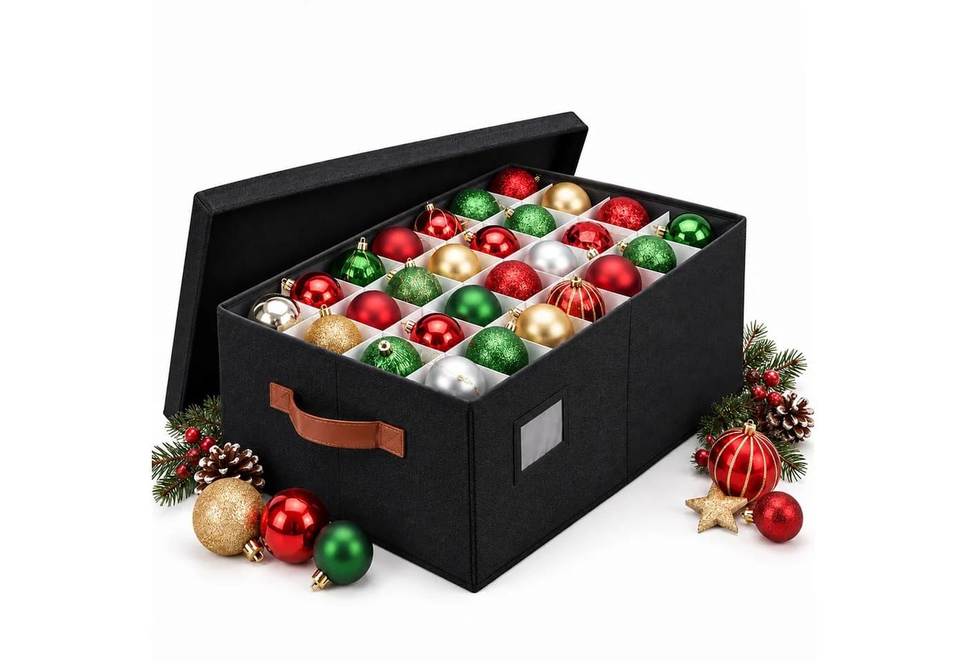 relaxdays Weihnachtskugel Aufbewahrungsbox Schwarz 96 Fächer - Bild 2