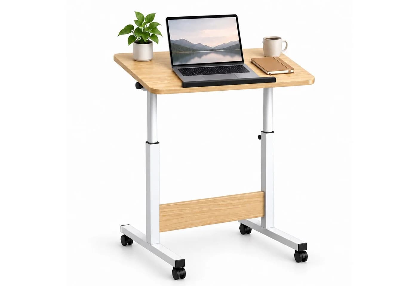 relaxdays Laptoptisch höhenverstellbar mit Rollen weiß - Bild 2
