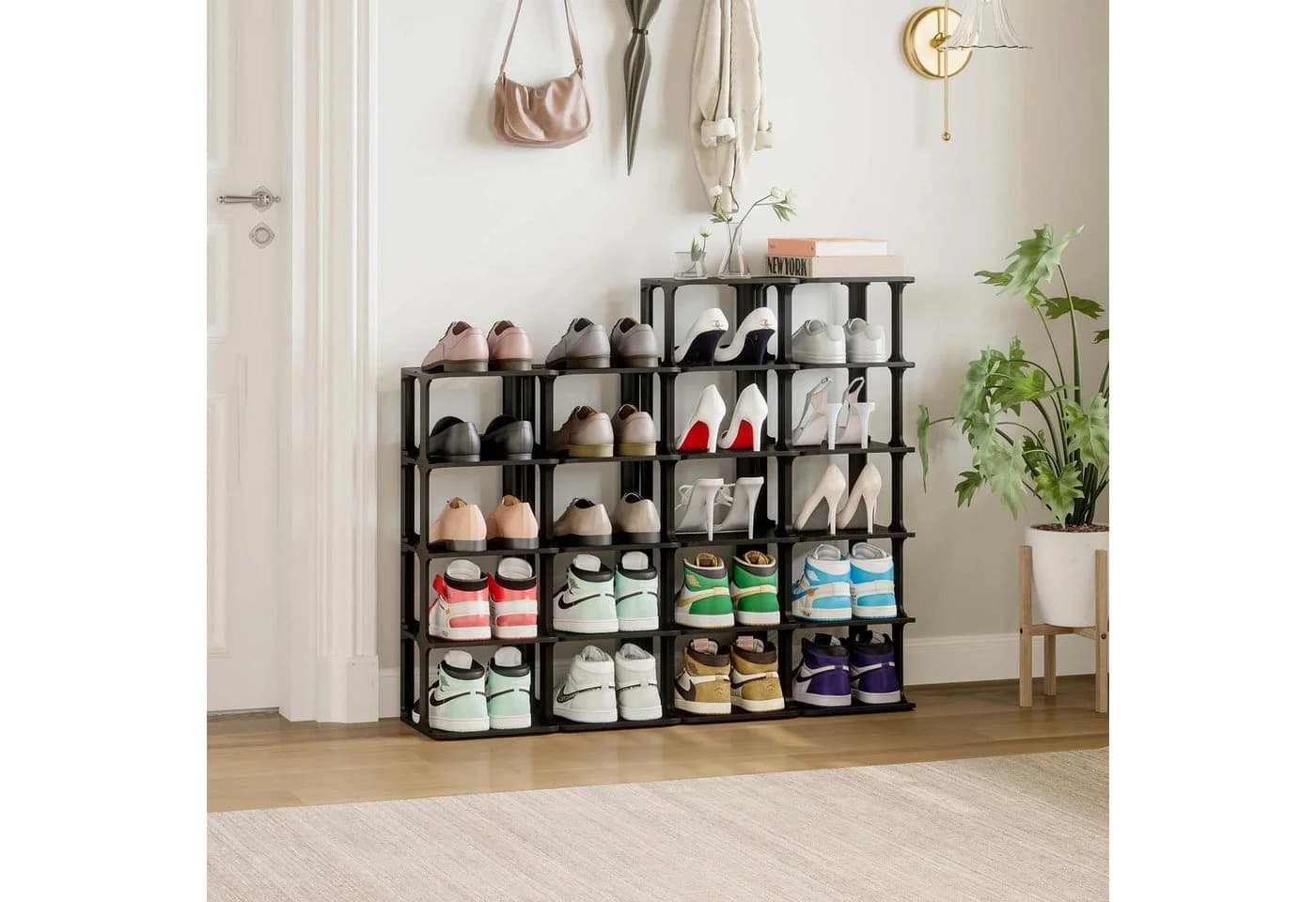 relaxdays Stapelbares Schuhregal Schwarz 6er-Pack - Bild 5