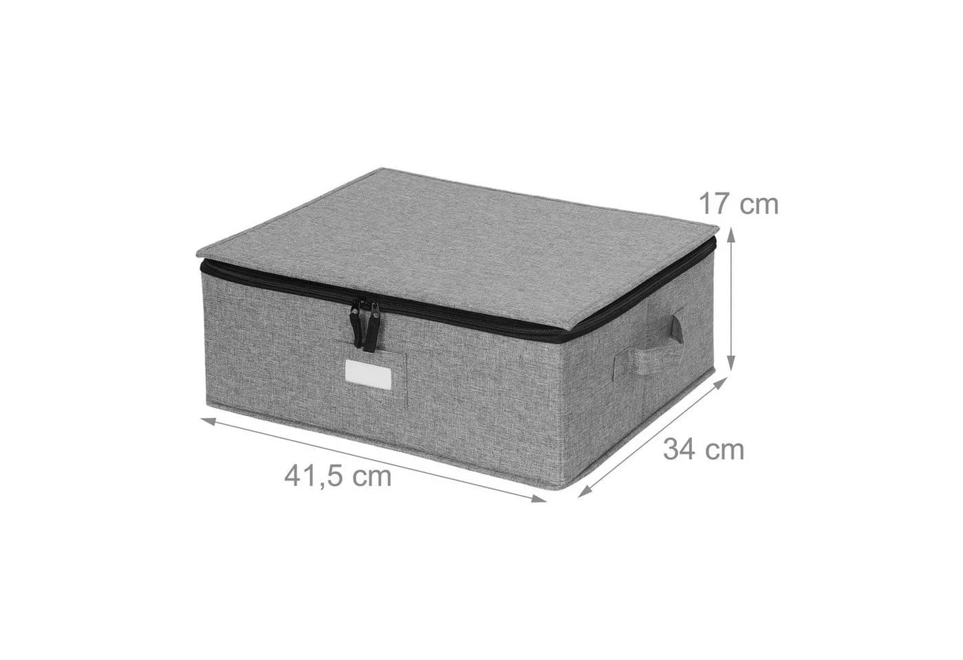 relaxdays Aufbewahrungsbox Geschirr 2er Set Grau Polyester - Bild 4