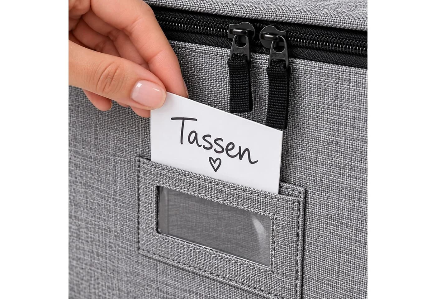 relaxdays Aufbewahrungsbox Geschirr 2er Set Grau Polyester - Bild 5