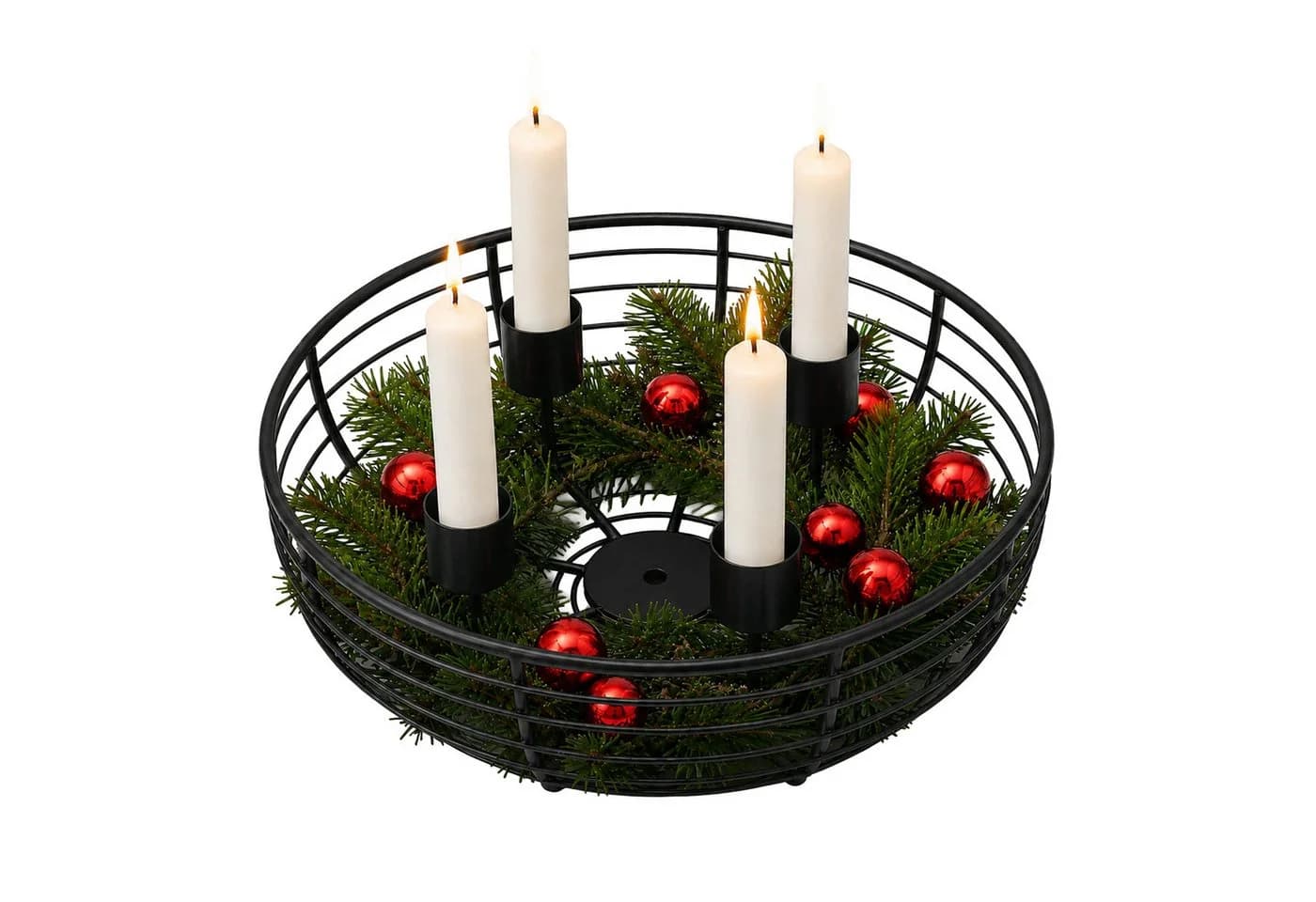 relaxdays Adventskranz Metallschale Schwarz Drahtkorb - Bild 2
