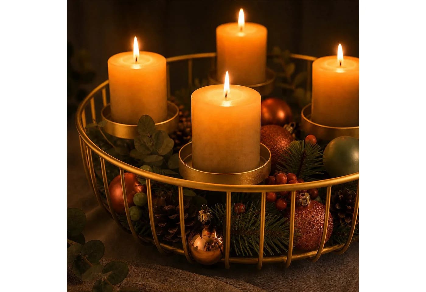 relaxdays Adventskranz Metallschale gold - Bild 3