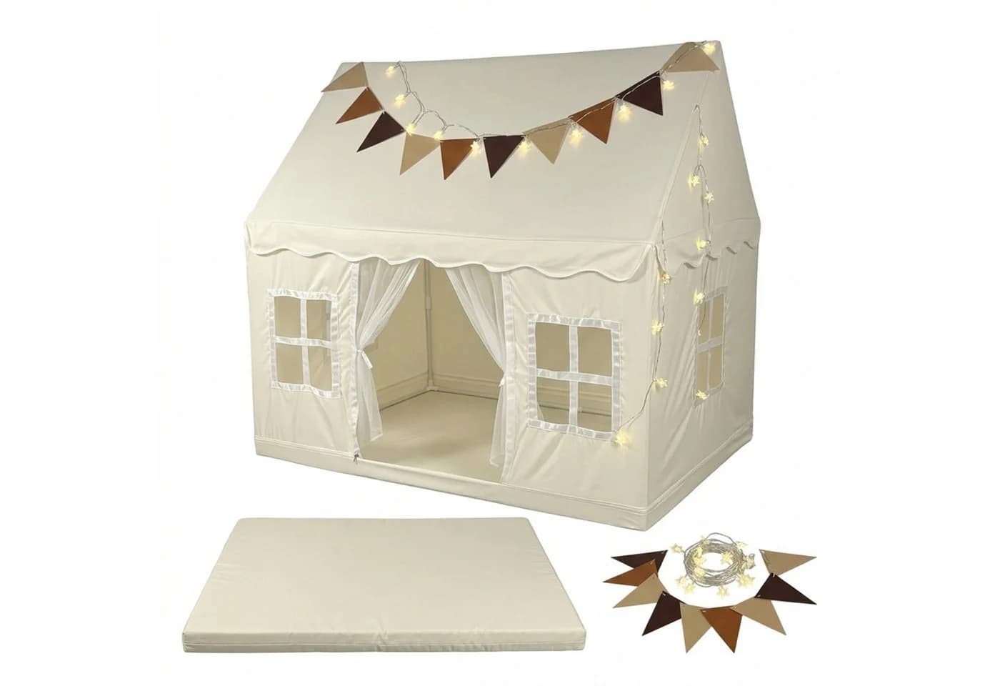 relaxdays Spielzelt mit Lichterkette Beige - Bild 2
