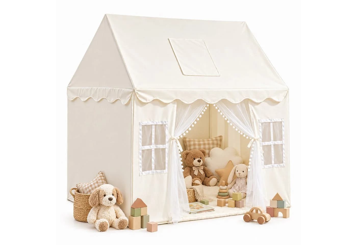 relaxdays Spielzelt mit Wimpelkette Beige - Bild 2