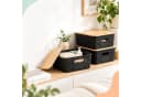 relaxdays Aufbewahrungsbox Set 3er mit Bambusdeckel Schwarz Bild 1