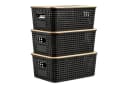 relaxdays Aufbewahrungsbox Set 3er mit Bambusdeckel Schwarz Bild 2