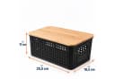 relaxdays Aufbewahrungsbox Set 3er mit Bambusdeckel Schwarz Bild 4