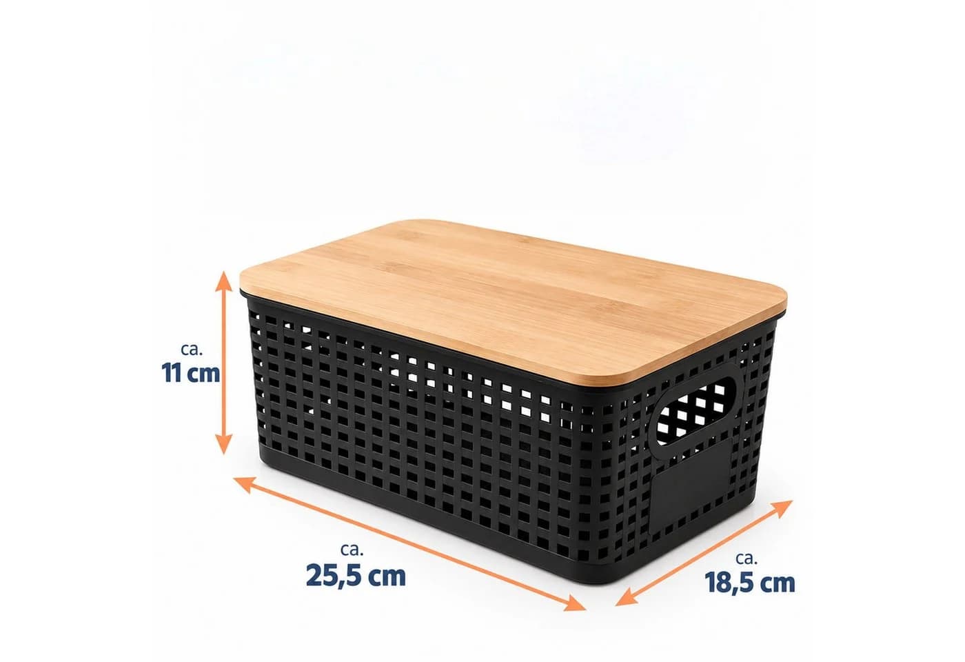 relaxdays Aufbewahrungsbox Set 3er mit Bambusdeckel Schwarz - Bild 4