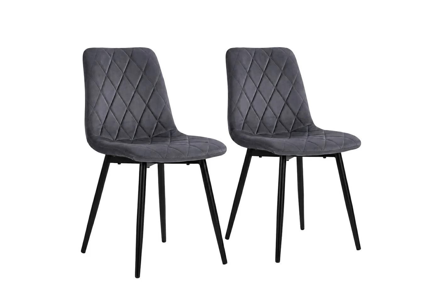 relaxdays Esszimmerstuhl Set Samt anthrazit 2er Pack - Bild 2