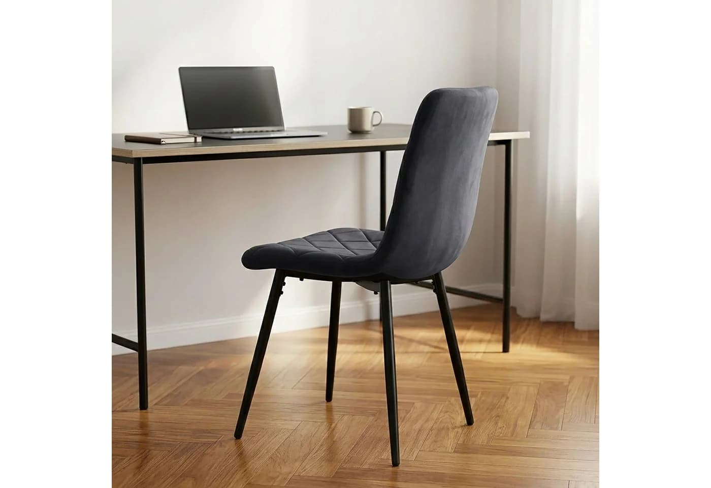 relaxdays Esszimmerstuhl Set Samt anthrazit 2er Pack - Bild 3