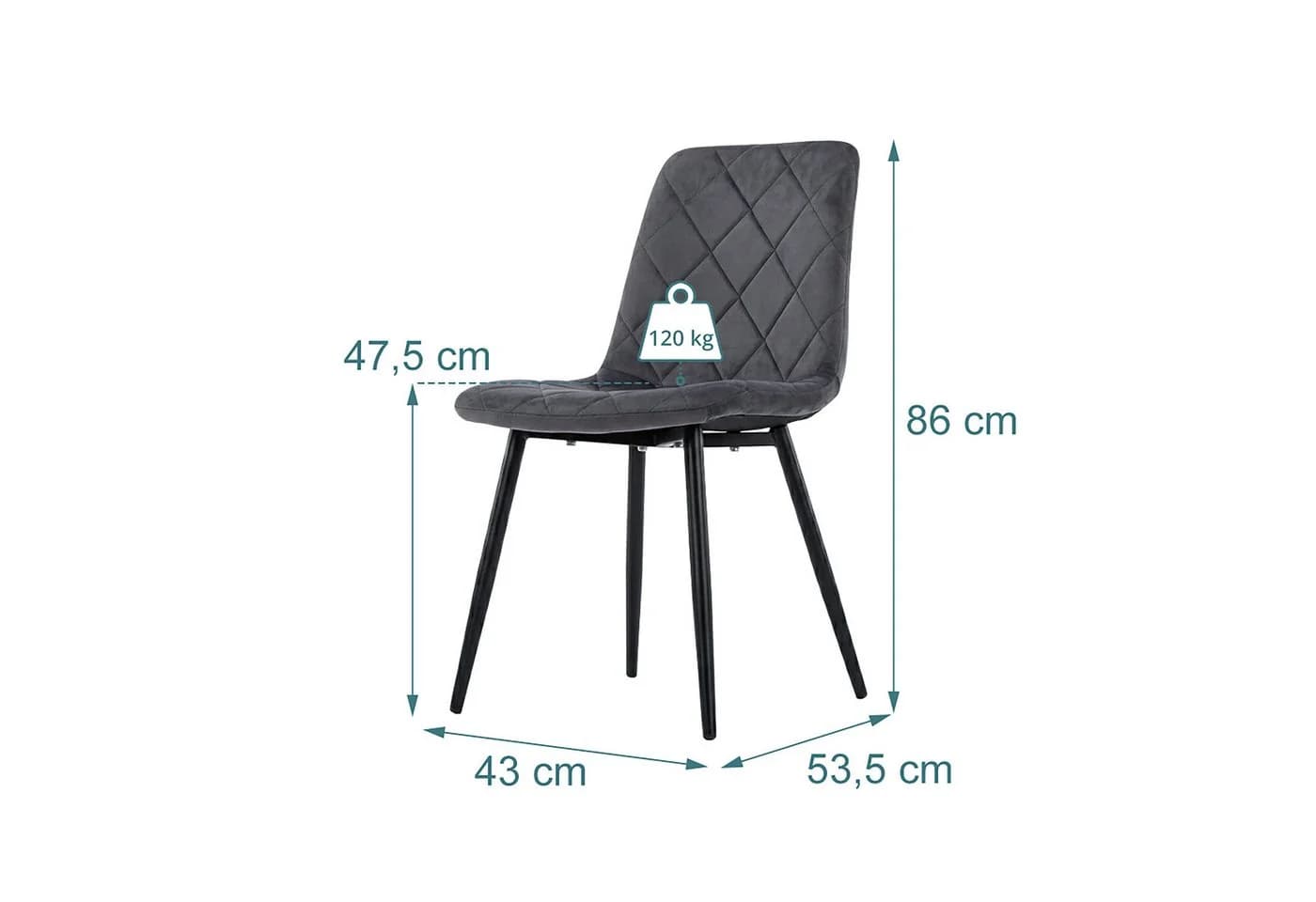 relaxdays Esszimmerstuhl Set Samt anthrazit 2er Pack - Bild 4