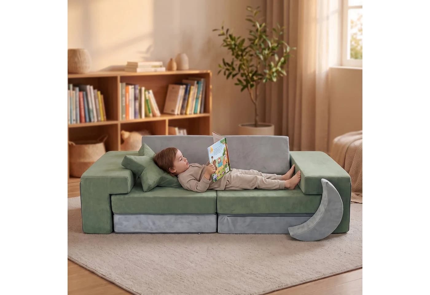 relaxdays Kindersofa 10-tlg. Kinder Spielsofa modular grün - Bild 3
