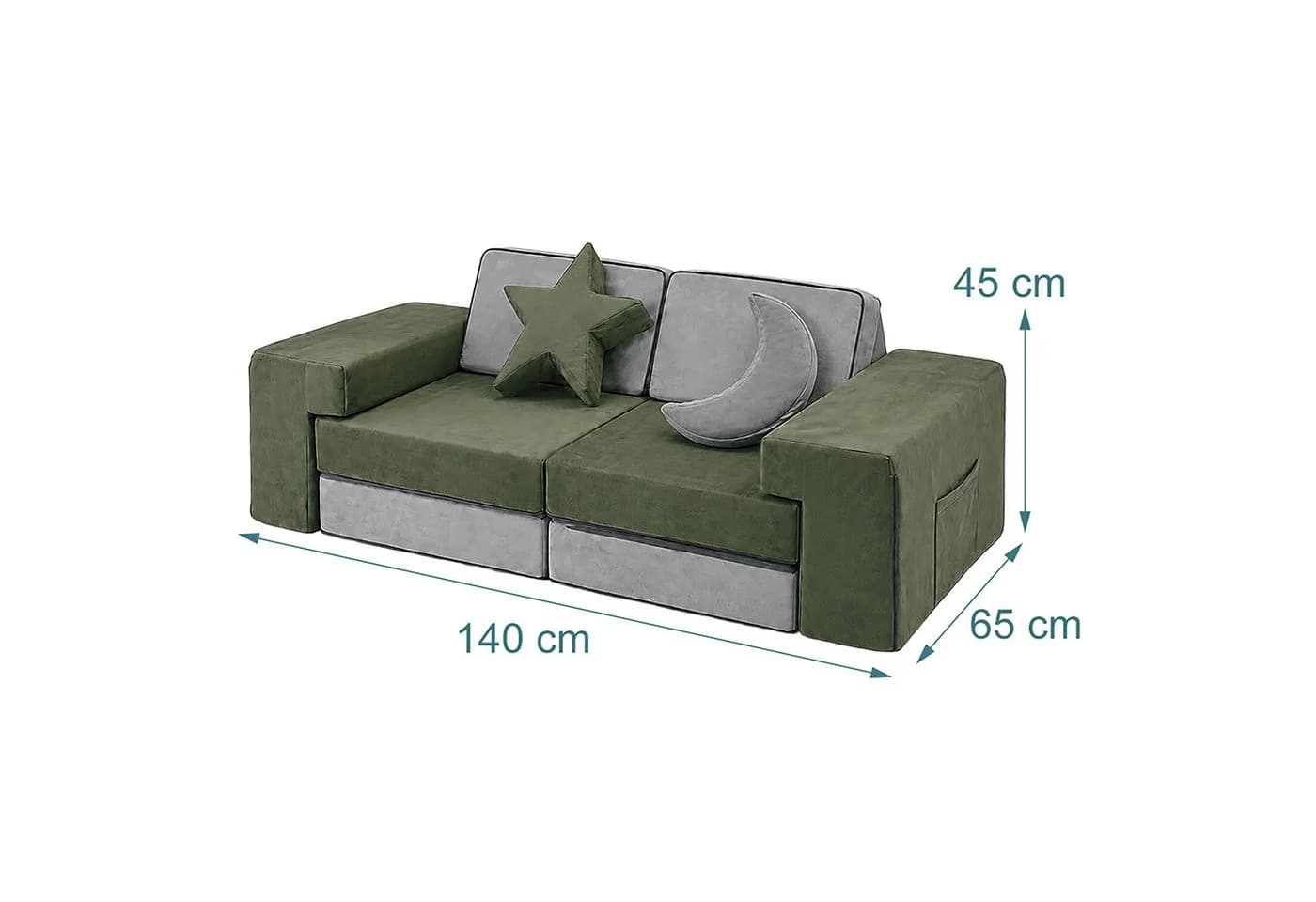 relaxdays Kindersofa 10-tlg. Kinder Spielsofa modular grün - Bild 4
