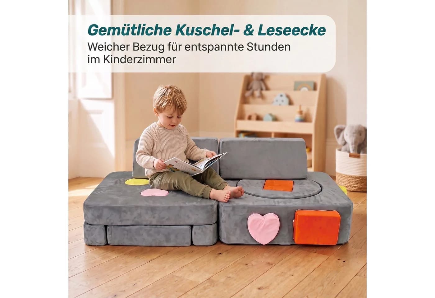 relaxdays Kinder-Spielsofa 18-tlg. Modular Anthrazit