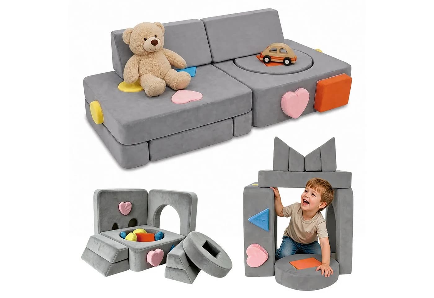 relaxdays Kinder-Spielsofa 18-tlg. Modular Anthrazit - Bild 2