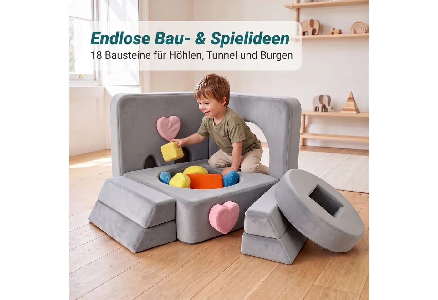 relaxdays Kinder-Spielsofa 18-tlg. Modular Anthrazit - Bild 3